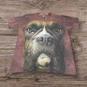 Boxer Dog Face Graphic T-Shirt - Brown